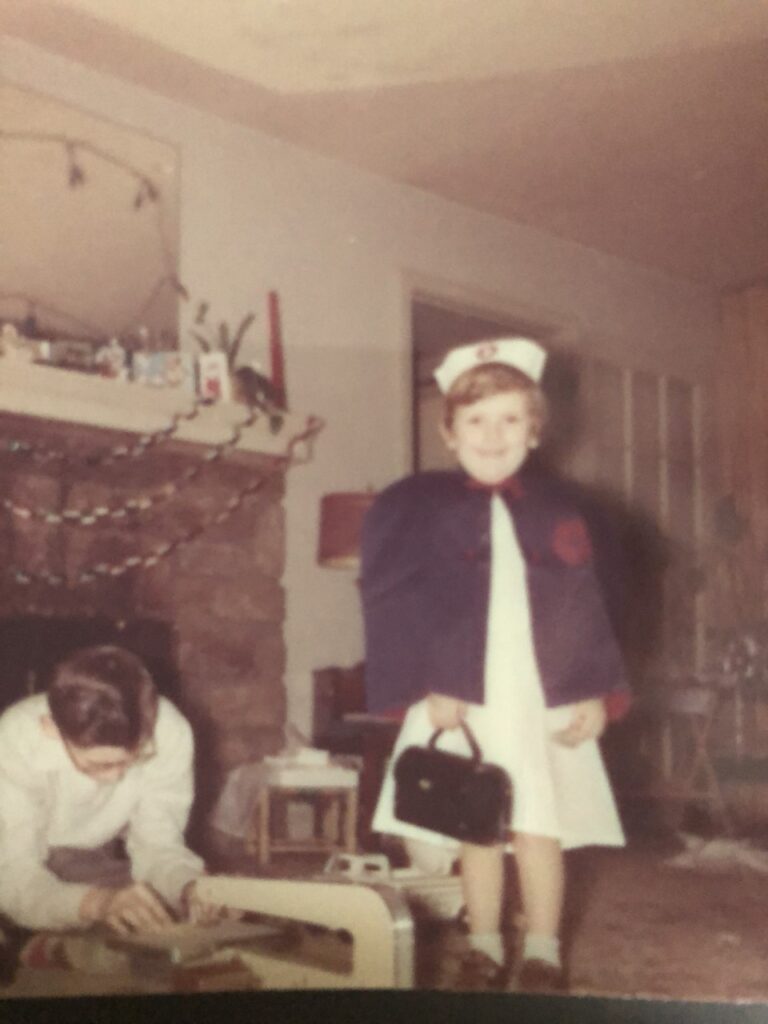 Marilyn Hart in a nurse costume as a child